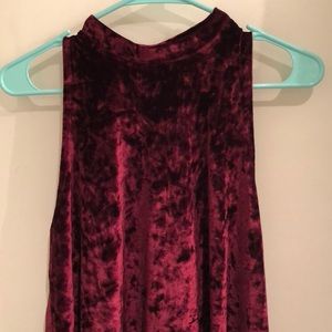Burgundy Velvet Sleeveless Dress